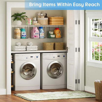3-Pack Extra-Tall 13.6'' Hanging Laundry Basket Organizer, Foldable Wire Shelf - Image 6
