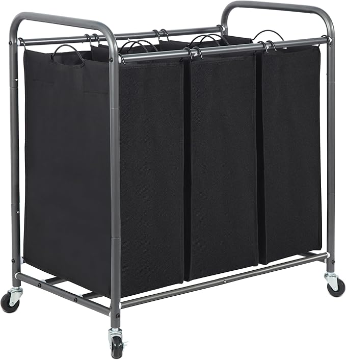 STORAGE MANIAC 3 Section Laundry Sorter, 35.9 Gal Laundry Hamper Cart by STORAGEMANIAC