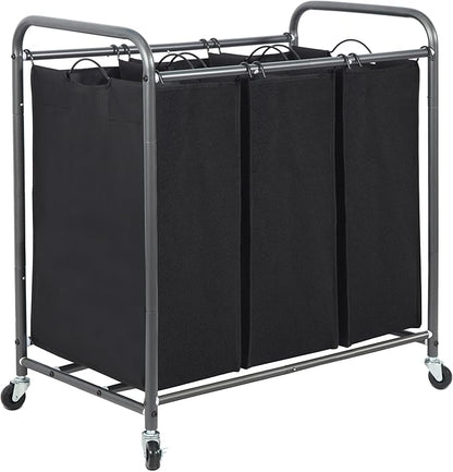 STORAGE MANIAC 3 Section Laundry Sorter, 35.9 Gal Laundry Hamper Cart by STORAGEMANIAC