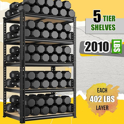 Set of 2 Storage Shelves 27.7"W Metal Shelving 2010LBS Garage Shelving Heavy - Image 4