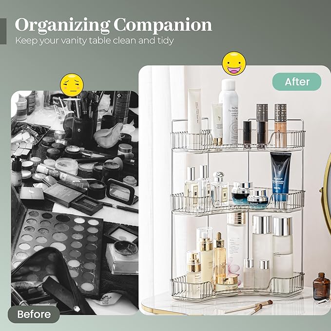 Aveniee Corner Bathroom Counter Organizer, Bathroom Countertop Shelf Makeup - Image 4