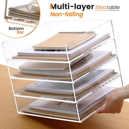 Acrylic Paper Tray, 4 Tier Paper Organizer - Image 4