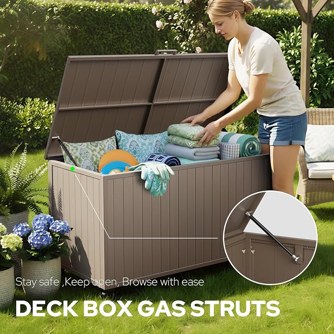 Outdoor Storage Box with Wheels 150 Gallon, Metal Deck Boxes Waterproof - Image 3