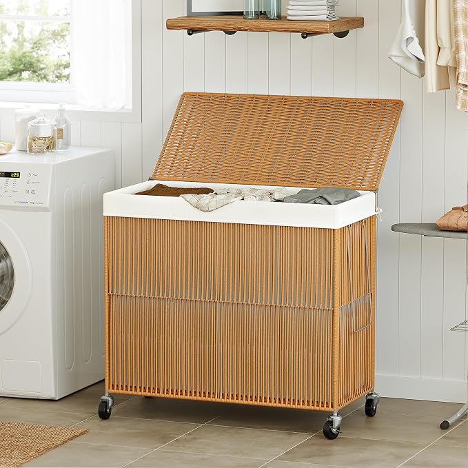 WOWLIVE Laundry Hamper with Wheels, 160L Handwoven Rolling Laundry Basket 3 - Image 2