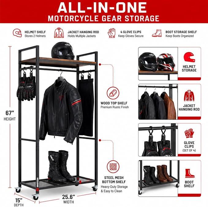 Motorcycle Helmet Holder, Motorcycle Gear Storage Rack, Display Stand - Image 3