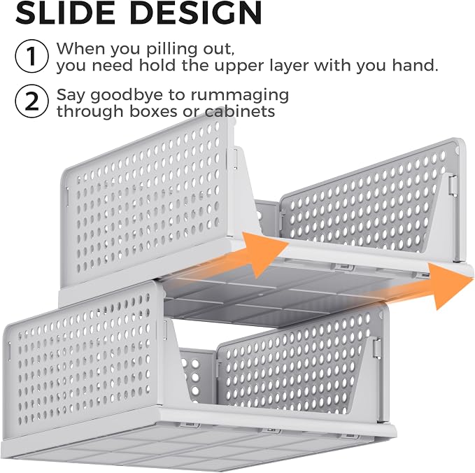 Pinkpum 6 Pack Closet Organizer Storage Bins Stackable Plastic Drawer Shelf | - Image 7