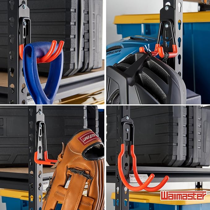 Wallmaster Garage Hooks Organizer Kit, 12 Pack Adjustable Heavy Duty Shelving - Image 4