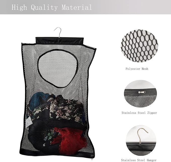 Hanging Mesh Laundry Hamper Large Dirty Clothes Bag, Can Be Used Behind The - Image 3