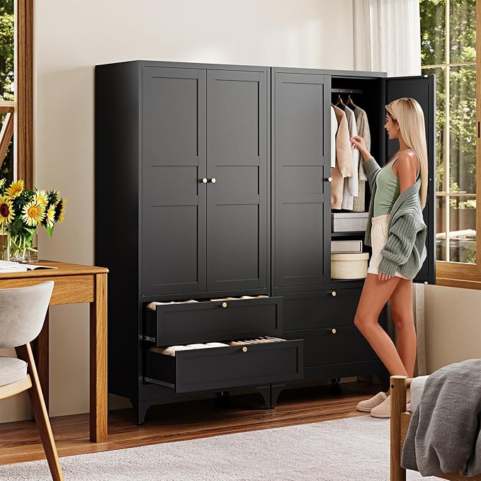 Letaya Metal Armoire Wardrobe Closet - Image 6