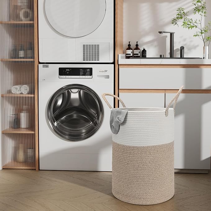58L Cotton Rope Laundry Basket, Woven Storage Basket - Image 5