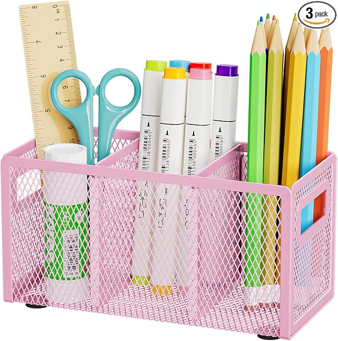 Marbrasse Mesh Pen Holder for Desk, Pencil Holder Desk Organizer 3 Adjustable by Marbrasse