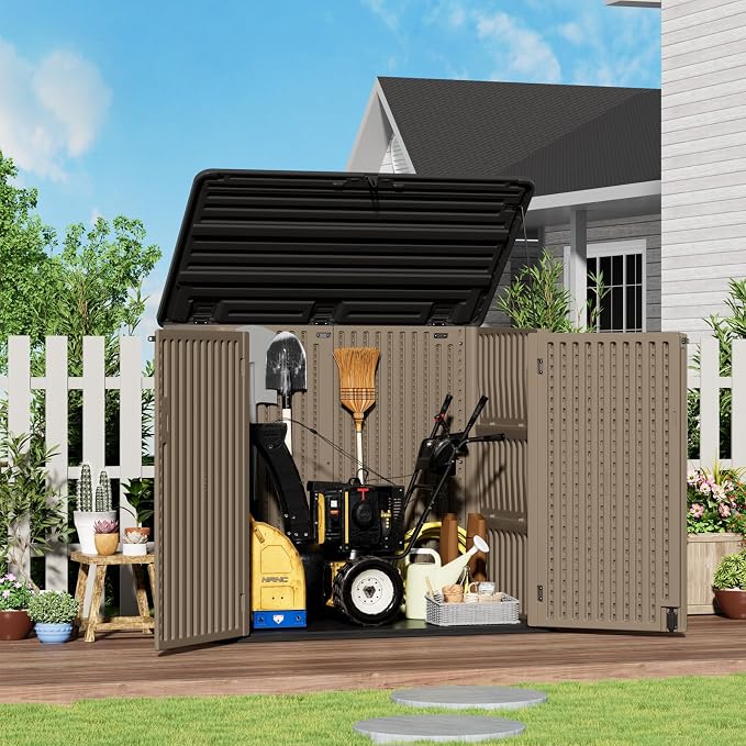 ZZM Large Outdoor Storage Shed, 48 Cu Ft Resin Versatile Storage Cabinet - Image 3