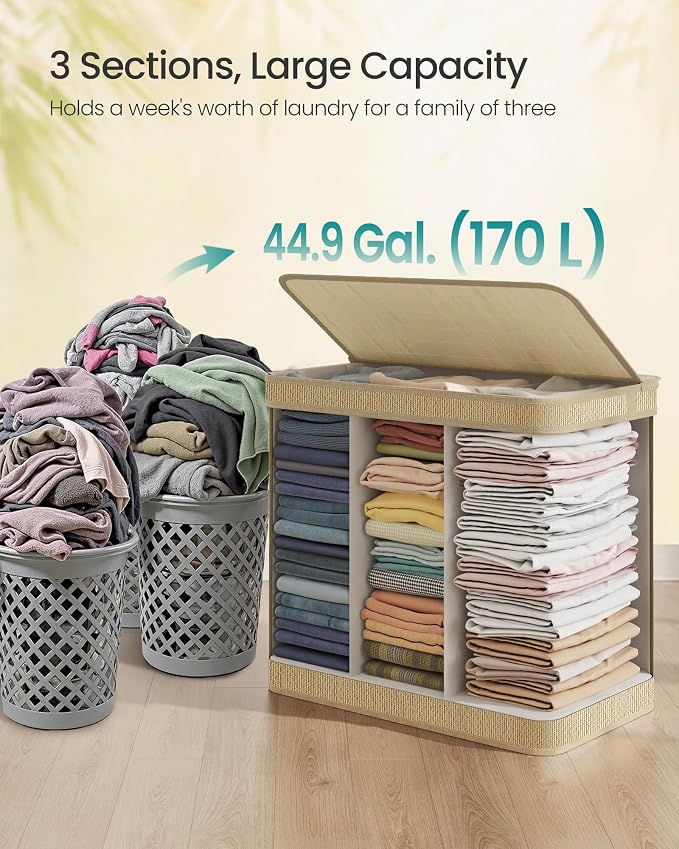 SONGMICS 3-Section Laundry Hamper - Image 4