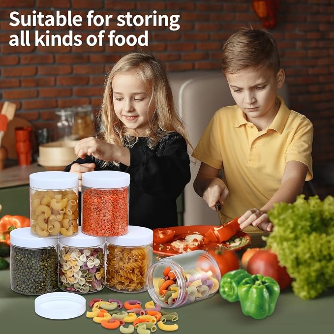 36PCS 8OZ Plastic Jars with Screw On Lids, Labels Refillable Empty Round Slime - Image 4