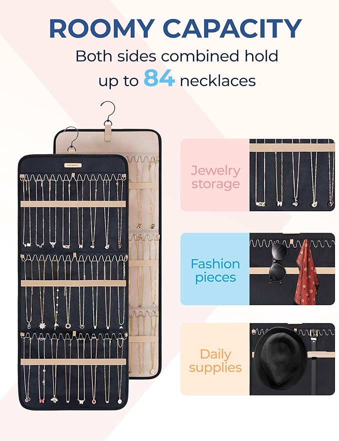 BAGSMART Hanging Necklaces Organizer Jewelry Holder Storage Roll - Image 4