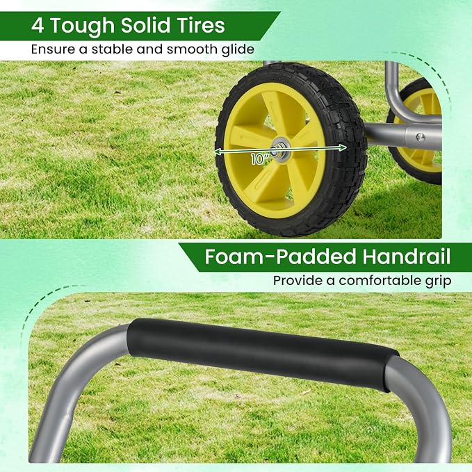 Goplus Garden Hose Reel Cart, 300 ft 5/8" or 400 ft 1/2", Heavy-Duty Metal Hose - Image 6