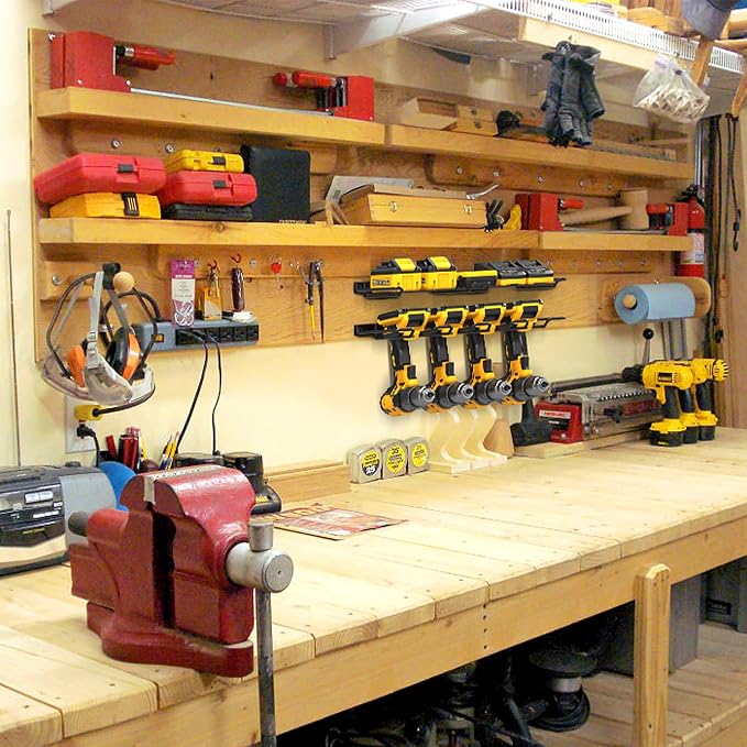 UNITEDPOWER Wall Mounted Drill Rack & Tool Shelf, Power Tool Organizer Holder - Image 7
