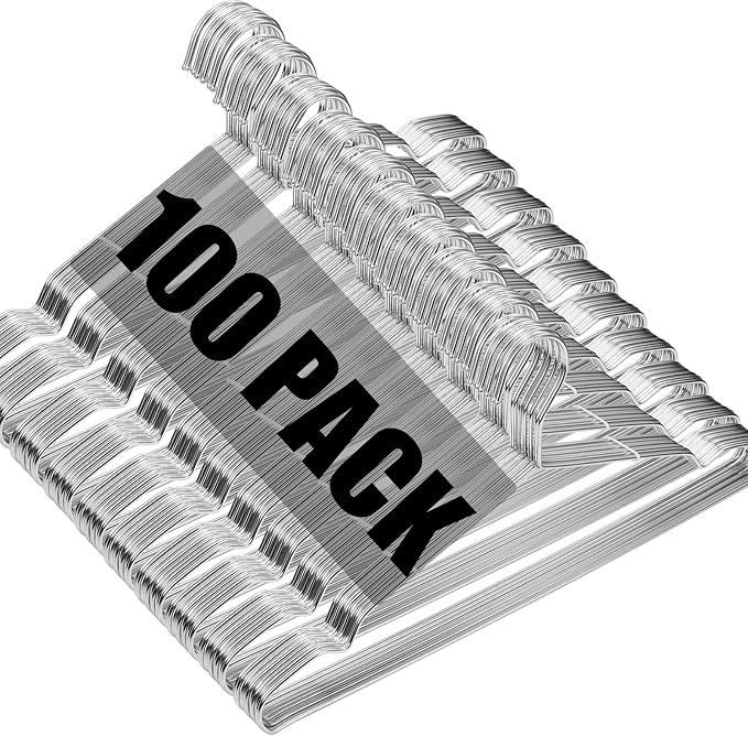 Hangers 100 Pack Wire Hangers Heavy Duty Clothes Hanger Ultra Thin Space Saving by WYCQKL