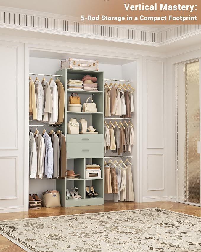Small Closet System, 3.2-6.8FT Small Closet Organizer - Image 2