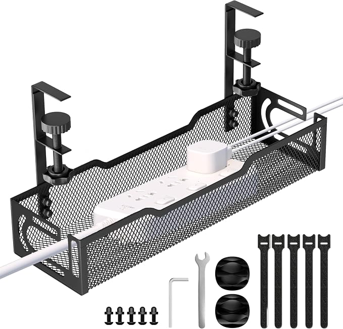 Under Desk Cable Management Tray, No Drill Mesh Desk Cable Tray, Wire by Unknown