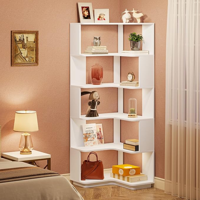 Tribesigns 6-Tier Corner Bookshelf, 64.9 Inches Tall Corner Book Shelf - Image 4