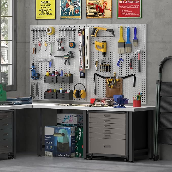 Pegboard, Metal PegBoard Panels, Steel Wall Pegboard, Metal Peg Board Wall - Image 3
