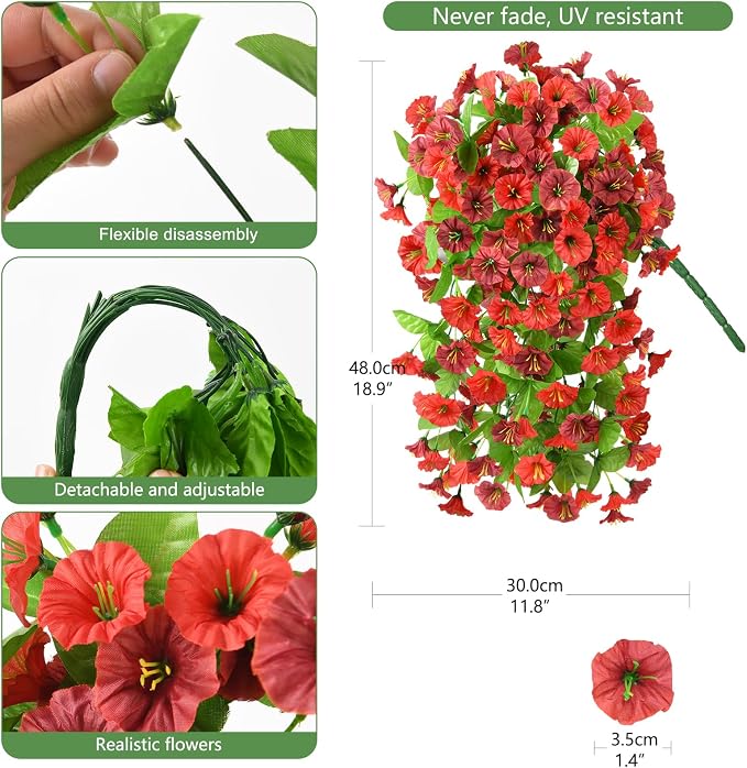 INQCMY Artificial Flowers for Outdoor Spring Summer Decoration Faux Silk - Image 2