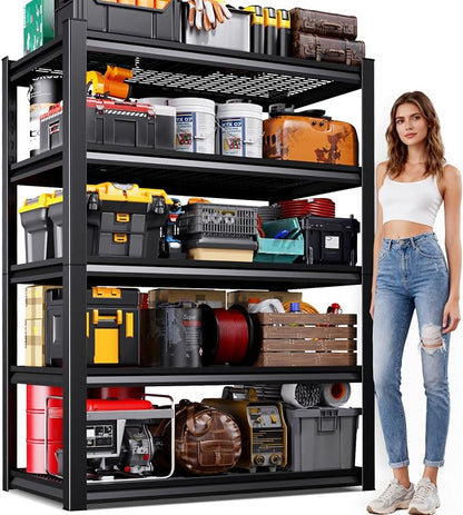 71"H Garage Shelving-3000LBS 5 Tier Storage Shelves, Adjustable Heavy Duty by CreatingaComfortableLiving