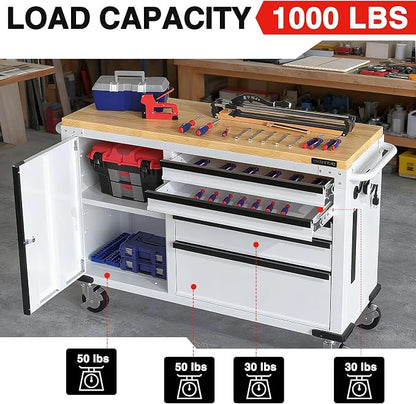 WORKPRO 52" x 20" 5-Drawer & 1-Door Rolling Tool Chest, Heavy Duty Tool Chest - Image 4