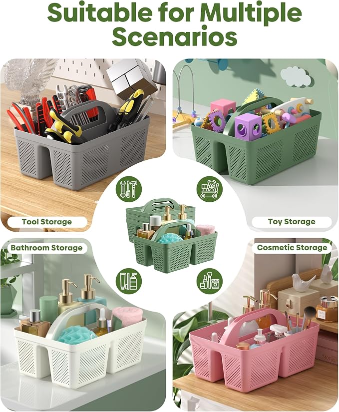 4 Pack Portable Shower Caddy, Integrated Handle, Reinforced Plastic, Organizer - Image 6
