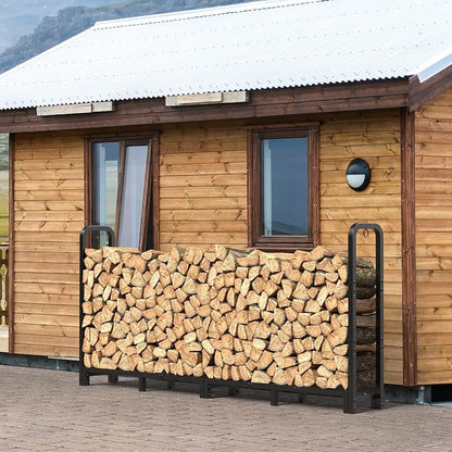 Mr IRONSTONE 8ft Firewood Rack Outdoor Indoor, Upgraded Heavy Duty Adjustable - Image 2