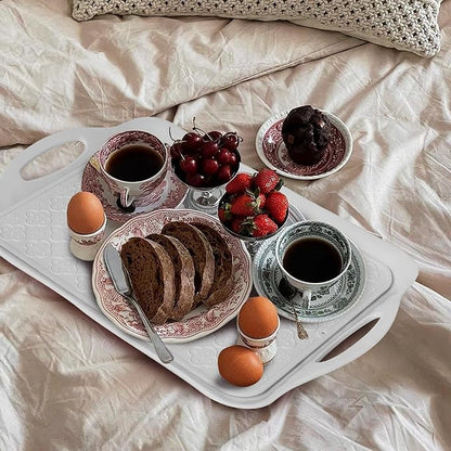 LEHAHA 17.25" x 12" Serving Trays Set of 2 White, Dinner Tray, Light Weight - Image 4