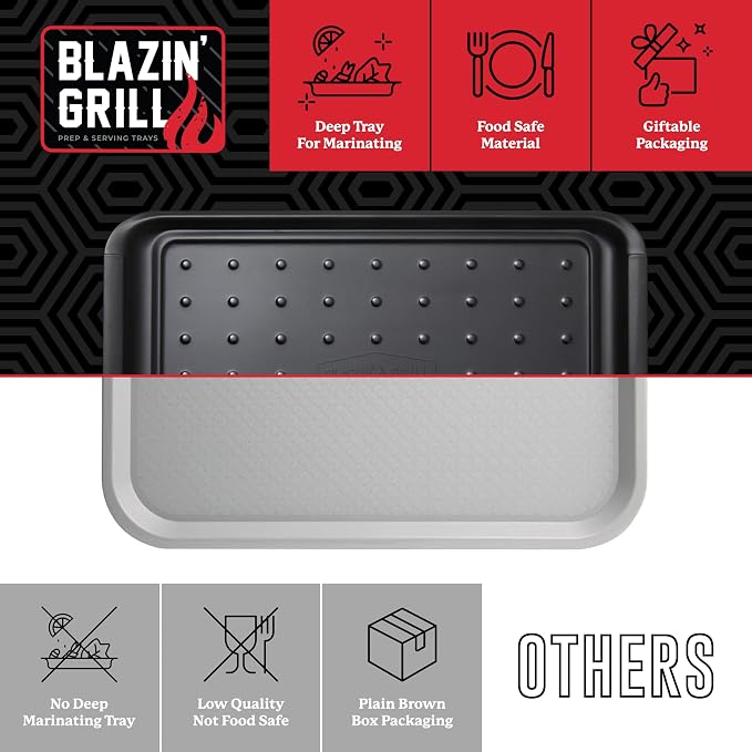 BLAZIN' GRILL Prep and Serve Trays | Set of 2 Stackable, Melamine Trays | - Image 4