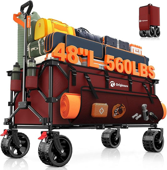 48" L Collapsible Beach Wagon Cart Foldable, 560lbs Weight Capacity 300L Heavy by Unknown