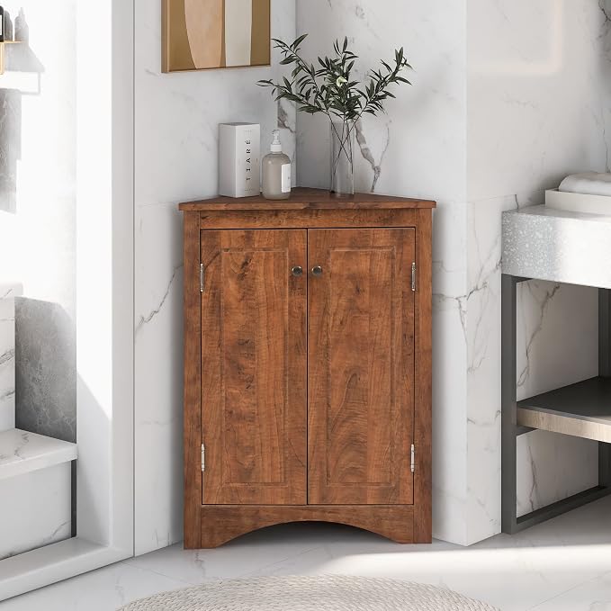 GDFStudio 31.5" H Triangle Corner Bathroom Storage Cabinet - Image 7