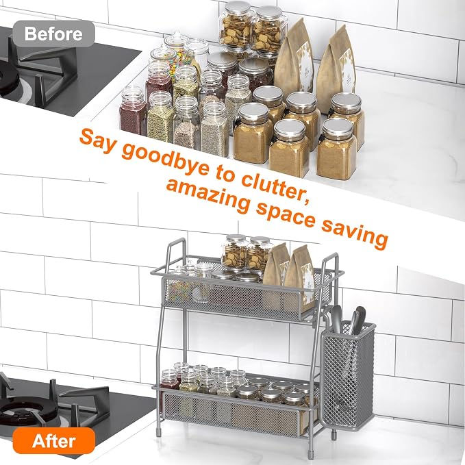 LEMIKKLE Spice Rack Organizer for Kitchen Counter, Spices Organizer and Storage - Image 3