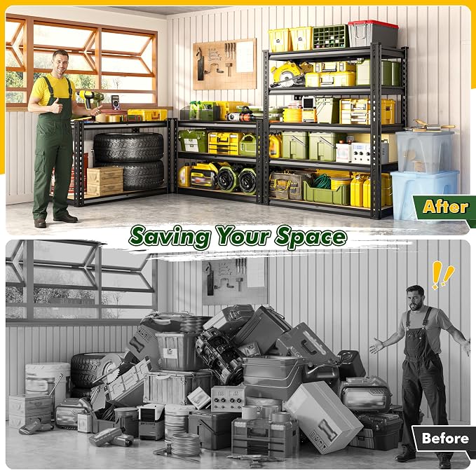 60.1" H Garage Storage Shelves 1990LBS Storage Shelves, 5 Tier Adjustable Metal - Image 6