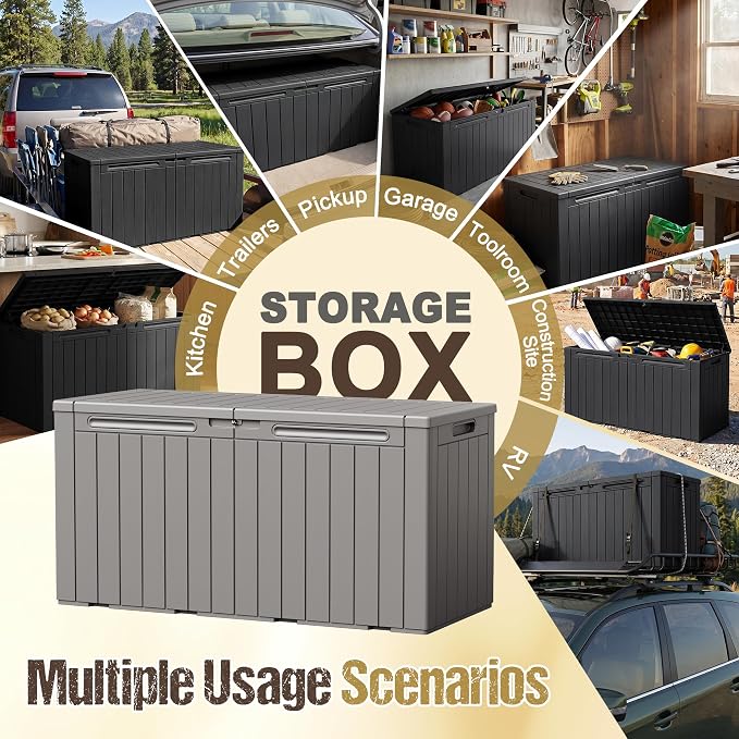 110 Gallon Deck Box Outdoor Indoor Waterproof Storage Box - Image 4
