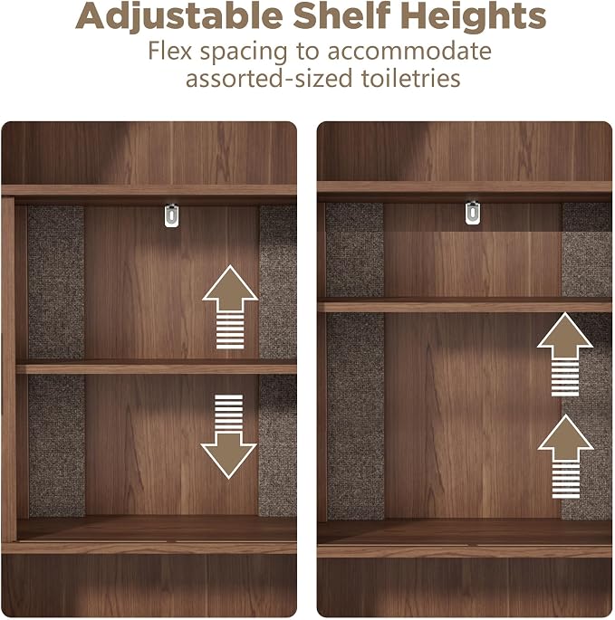 Arched Over The Toilet Storage Cabinet, Walnut Freestanding Bathroom Organizer - Image 5