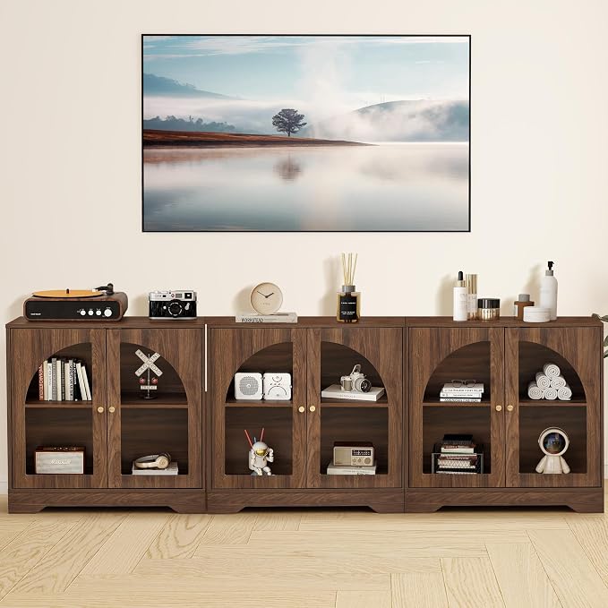 27" Floor Storage Cabinet, Mid-Century Wood Sideboard Buffet Cabinet - Image 9