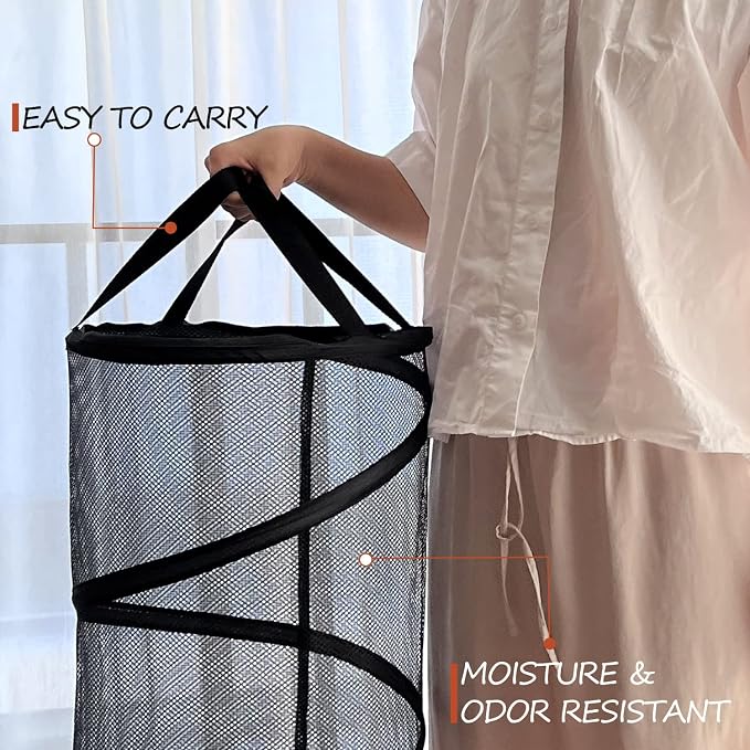 BATTOO 2 Pack Large Collapsible Laundry Basket Foldable Mesh Pop Up Hamper - Image 5