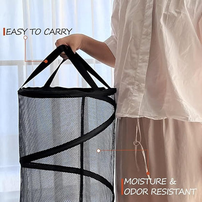 BATTOO 2 Pack Large Collapsible Laundry Basket Foldable Mesh Pop Up Hamper - Image 5