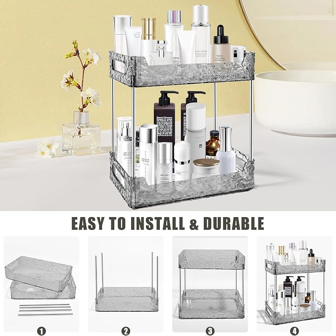 2-Tier Bathroom Counter Organizer Countertop Storage, Dresser Organizer Vanity - Image 5