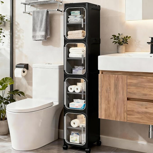 4-Tier Tall Narrow Slim Bathroom Storage Cabinet, Adjustable Shelves, Fits by Lifelongpal