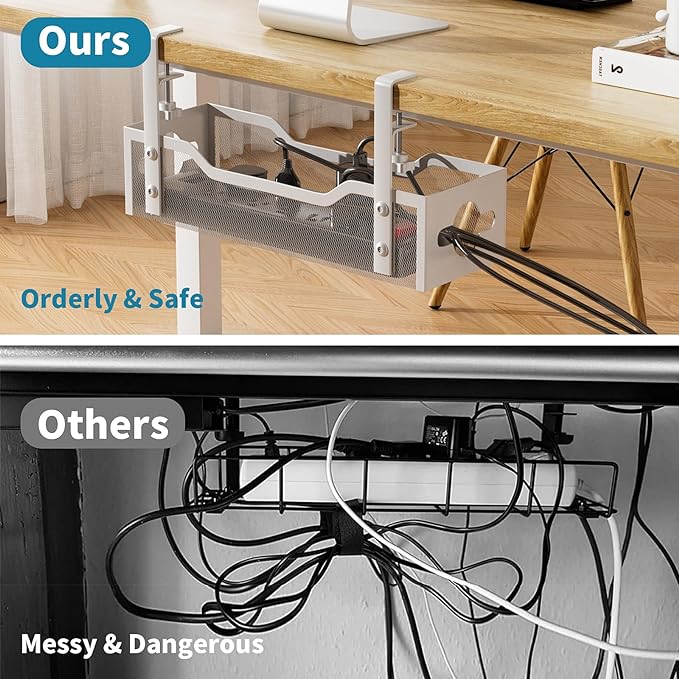 Under Desk Cable Management Tray No Drill, 13.38'' Metal Tray - Image 4