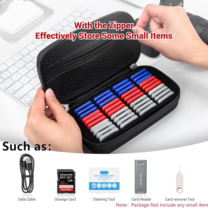 EVA PU SD Card Case with 40 PCS Individual Plastic Memory Card Holder - Image 4
