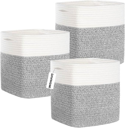 Cube Storage Bins 11 Inch Cotton Rope Woven Storage Basket by DAVIHOMI