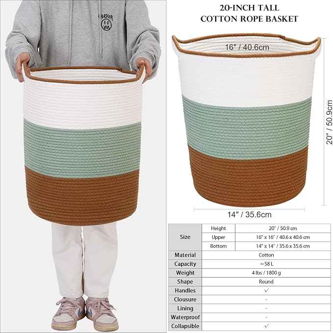 Sea Team Large Size Cotton Rope Woven Storage Basket - Image 6