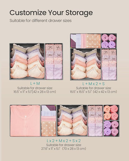 SONGMICS Drawer Organizers, Dresser Divider Organizers, Foldable Fabric Storage - Image 5