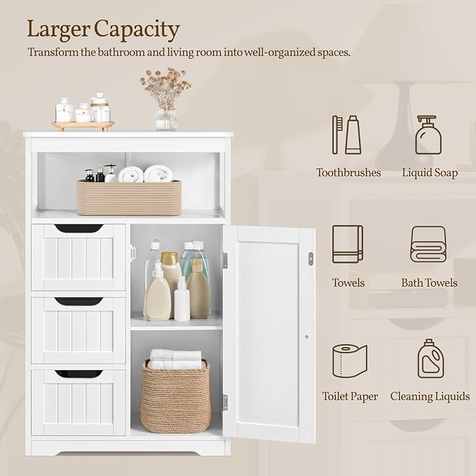 Yaheetech Bathroom Floor Cabinet Wooden Storage Organizer - Image 8